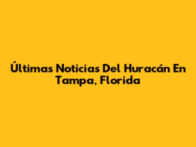Últimas Noticias Del Huracán En Tampa, Florida