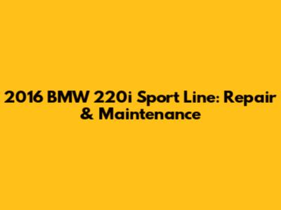 2016 BMW 220i Sport Line: Repair & Maintenance