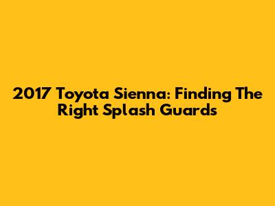 2017 Toyota Sienna: Finding The Right Splash Guards