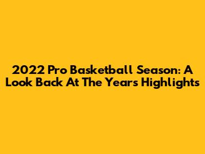2022 Pro Basketball Season: A Look Back At The Year's Highlights