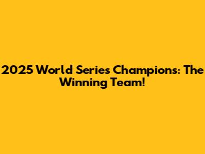 2025 World Series Champions: The Winning Team!