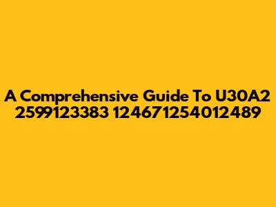 A Comprehensive Guide To U30A2 2599123383 124671254012489