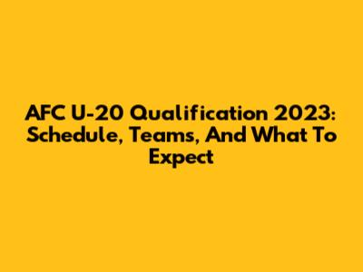 AFC U-20 Qualification 2023: Schedule, Teams, And What To Expect