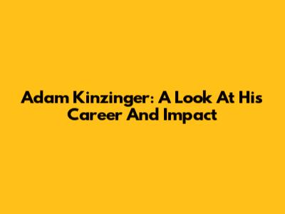 Adam Kinzinger: A Look At His Career And Impact