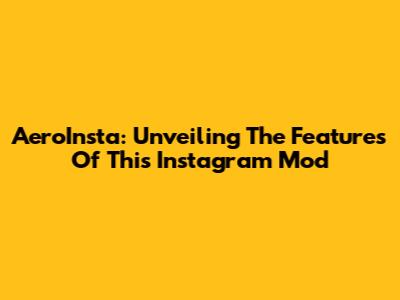 AeroInsta: Unveiling The Features Of This Instagram Mod