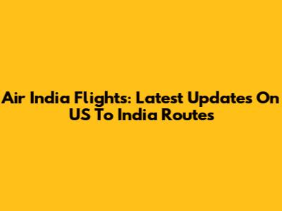 Air India Flights: Latest Updates On US To India Routes