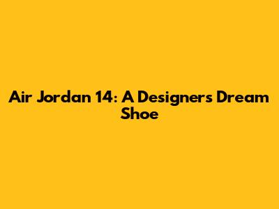 Air Jordan 14: A Designer's Dream Shoe