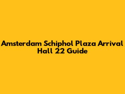 Amsterdam Schiphol Plaza Arrival Hall 22 Guide