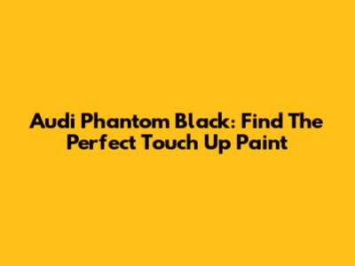Audi Phantom Black: Find The Perfect Touch Up Paint