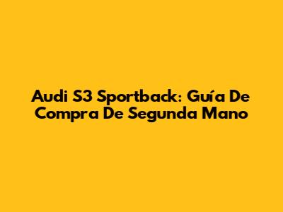 Audi S3 Sportback: Guía De Compra De Segunda Mano