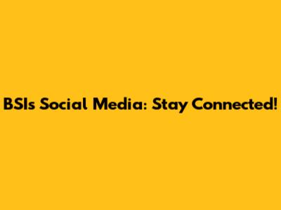 BSI's Social Media: Stay Connected!
