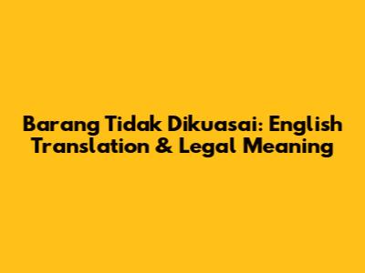 Barang Tidak Dikuasai: English Translation & Legal Meaning
