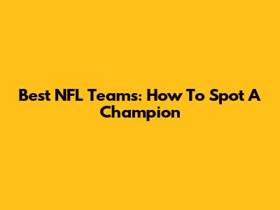Best NFL Teams: How To Spot A Champion