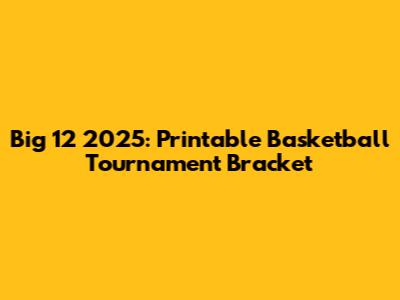 Big 12 2025: Printable Basketball Tournament Bracket