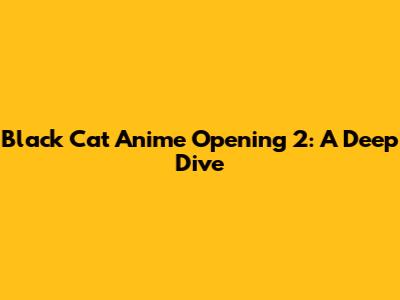 Black Cat Anime Opening 2: A Deep Dive