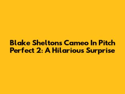 Blake Shelton's Cameo In Pitch Perfect 2: A Hilarious Surprise