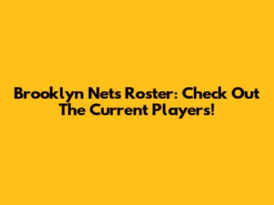 Brooklyn Nets Roster: Check Out The Current Players!