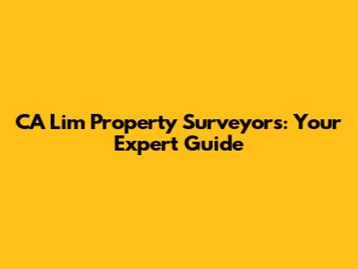 CA Lim Property Surveyors: Your Expert Guide
