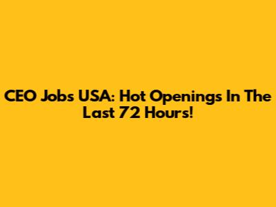 CEO Jobs USA: Hot Openings In The Last 72 Hours!