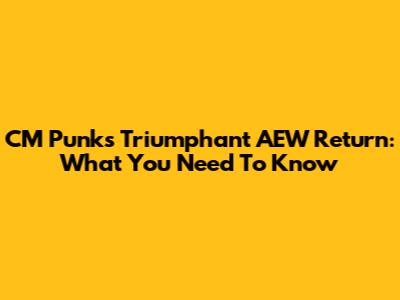 CM Punk's Triumphant AEW Return: What You Need To Know