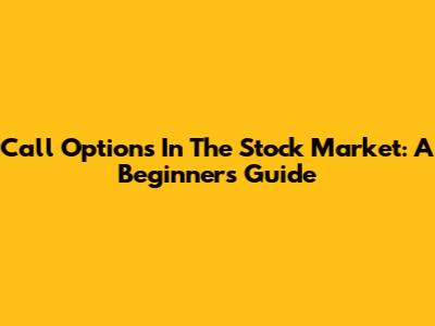 Call Options In The Stock Market: A Beginner's Guide