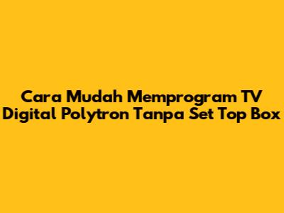 Cara Mudah Memprogram TV Digital Polytron Tanpa Set Top Box