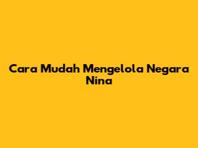 Cara Mudah Mengelola Negara Nina