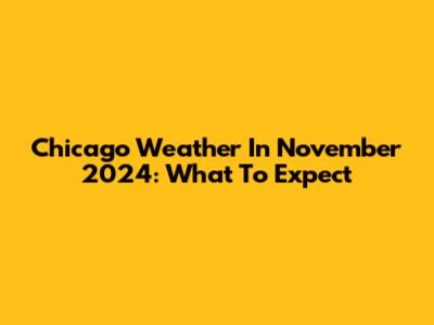 Chicago Weather In November 2024: What To Expect