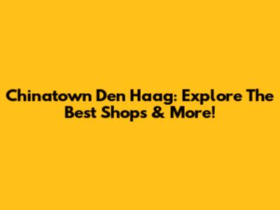 Chinatown Den Haag: Explore The Best Shops & More!