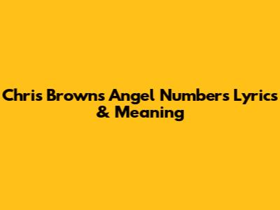 Chris Brown's "Angel Numbers" Lyrics & Meaning