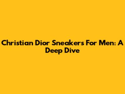 Christian Dior Sneakers For Men: A Deep Dive