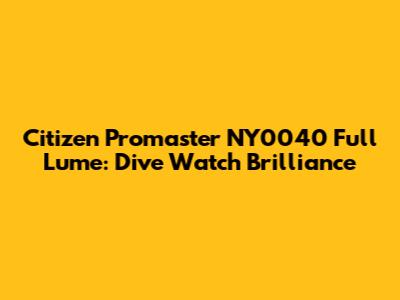 Citizen Promaster NY0040 Full Lume: Dive Watch Brilliance