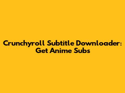 Crunchyroll Subtitle Downloader: Get Anime Subs