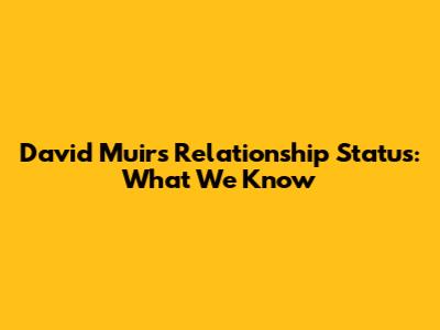 David Muir's Relationship Status: What We Know