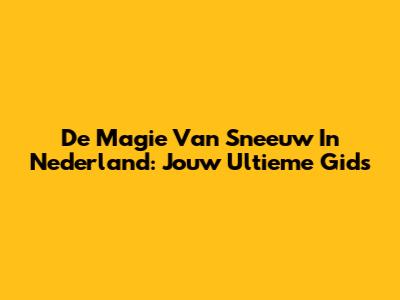 De Magie Van Sneeuw In Nederland: Jouw Ultieme Gids