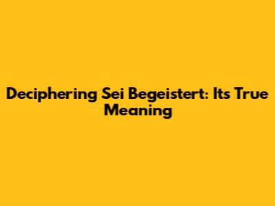 Deciphering 'Sei Begeistert': Its True Meaning