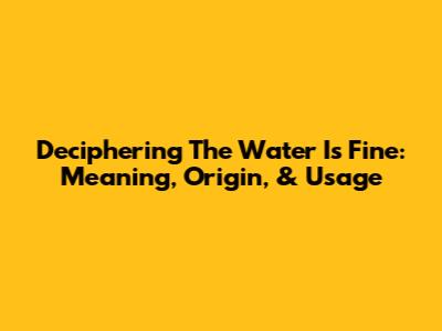 Deciphering 'The Water Is Fine': Meaning, Origin, & Usage