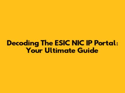 Decoding The ESIC NIC IP Portal: Your Ultimate Guide