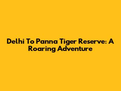 Delhi To Panna Tiger Reserve: A Roaring Adventure