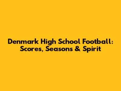 Denmark High School Football: Scores, Seasons & Spirit