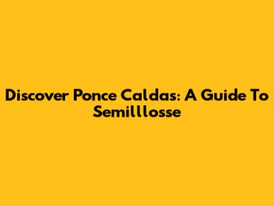 Discover Ponce Caldas: A Guide To Semilllosse