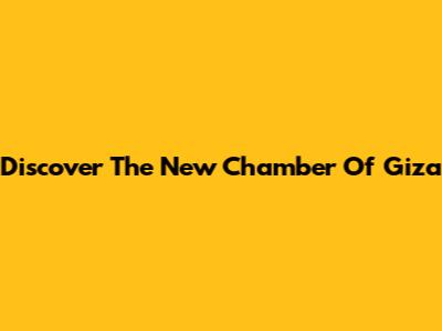 Discover The New Chamber Of Giza