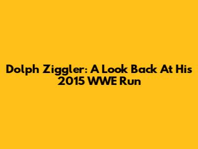 Dolph Ziggler: A Look Back At His 2015 WWE Run