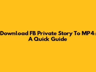 Download FB Private Story To MP4: A Quick Guide