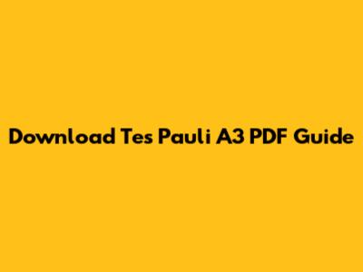 Download Tes Pauli A3 PDF Guide