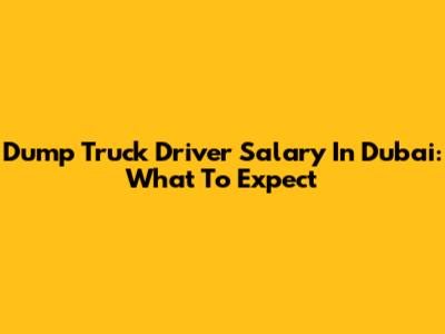 Dump Truck Driver Salary In Dubai: What To Expect