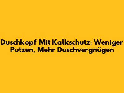 Duschkopf Mit Kalkschutz: Weniger Putzen, Mehr Duschvergnügen