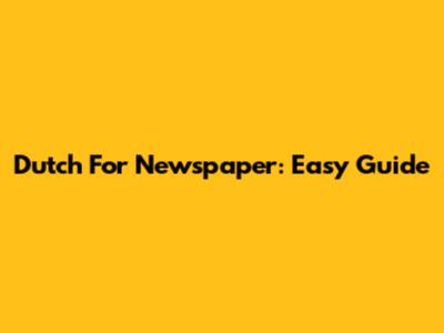 Dutch For Newspaper: Easy Guide