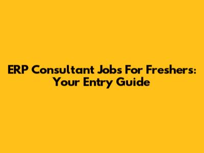 ERP Consultant Jobs For Freshers: Your Entry Guide