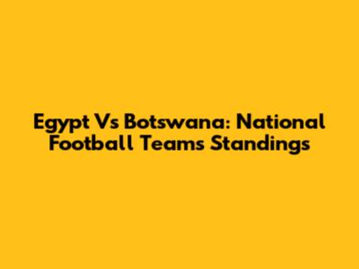 Egypt Vs Botswana: National Football Teams Standings